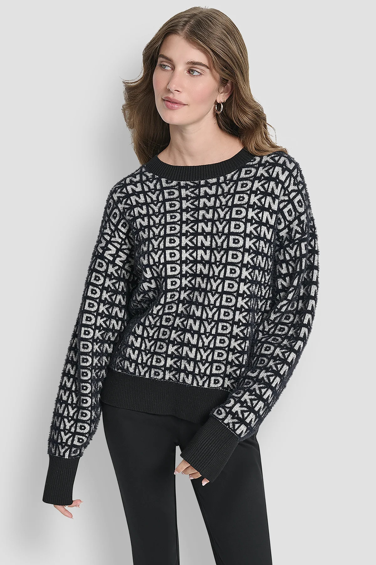 FUR ALL OVER LOGO SWEATER | DKNY