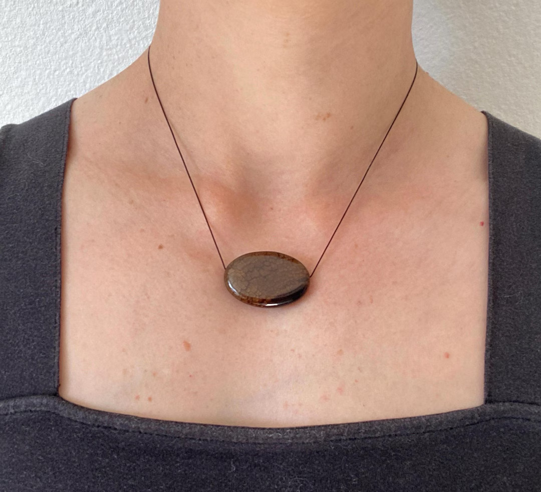 Oval Agate Slice Necklace: Adjustable Black Cord Pendant | Etsy (US)