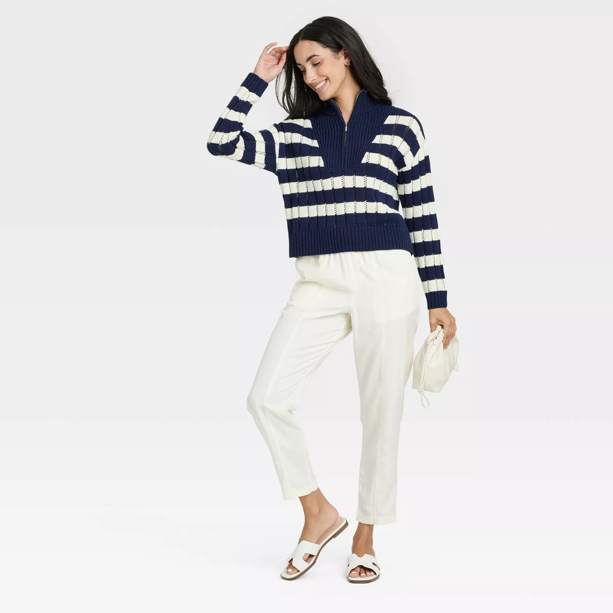 Women's Mock Turtleneck Quarter Zip Pullover Sweater - A New Day™ | Target