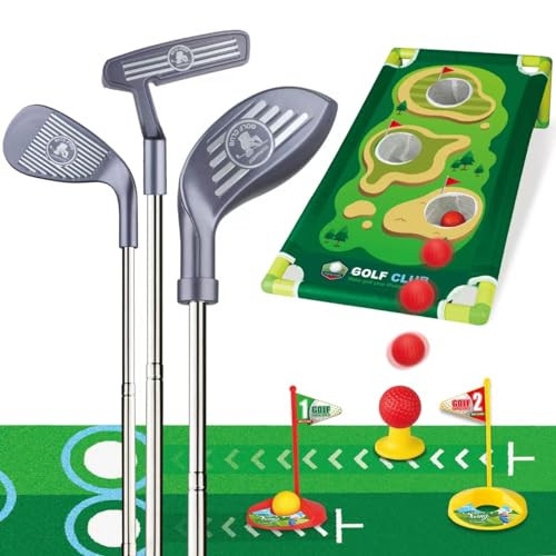 RCROKS Toddler Golf Clubs Set Adjustable, Upgraded Aluminium Alloy Shaft Kids Golf Toys Indoor & Outdoor Backyard Golf Game Toy Playset Gifts for Aged 2-6 Toddlers Kids Baby (Grey, M) | Amazon (US)