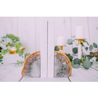 3 To 6 Pound Natural Agate Bookends - Geode Bookend Book Ends Pair Brazilian Heavy Crystal Gift | Etsy (US)