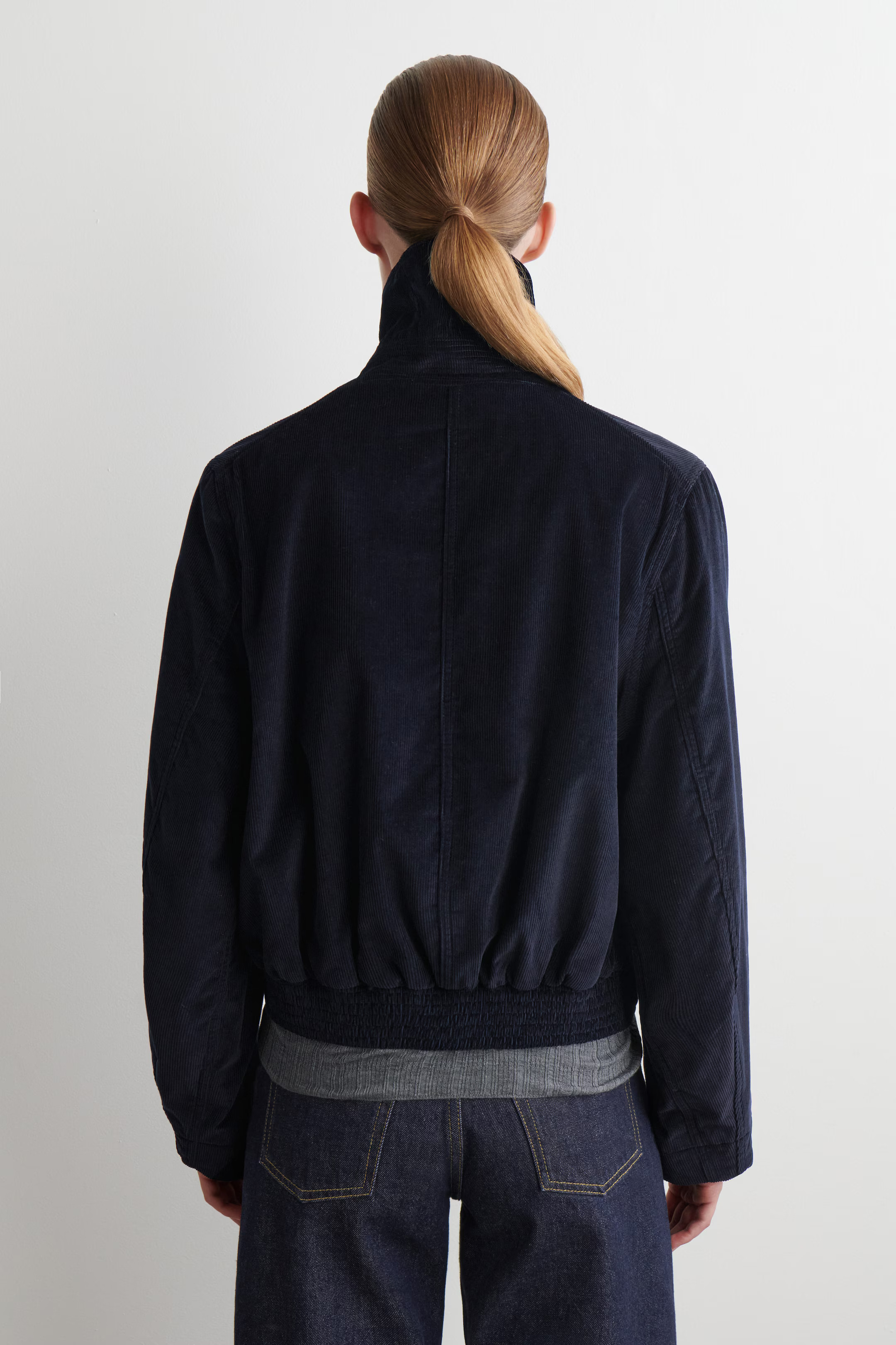 CORDUROY FUNNEL-NECK JACKET - NAVY | COS | COS (US)