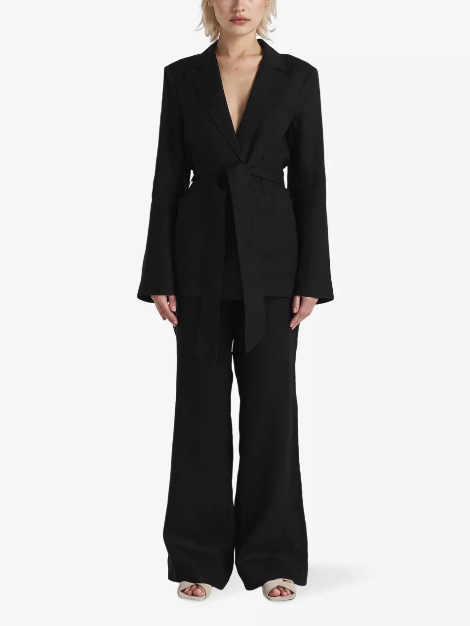 Serena straight-leg high-rise linen trousers | Selfridges