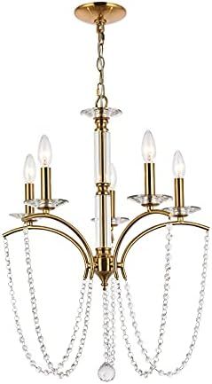 Modern 5 Light Candle Chandelier Crystal Farmhouse Pendant Light E12 40W Kitchen Island Ceiling Ligh | Amazon (US)