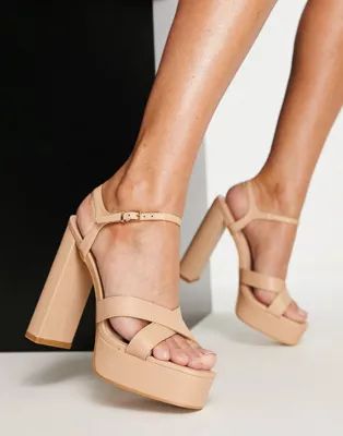 Simmi London platform heeled sandals in camel | ASOS (Global)