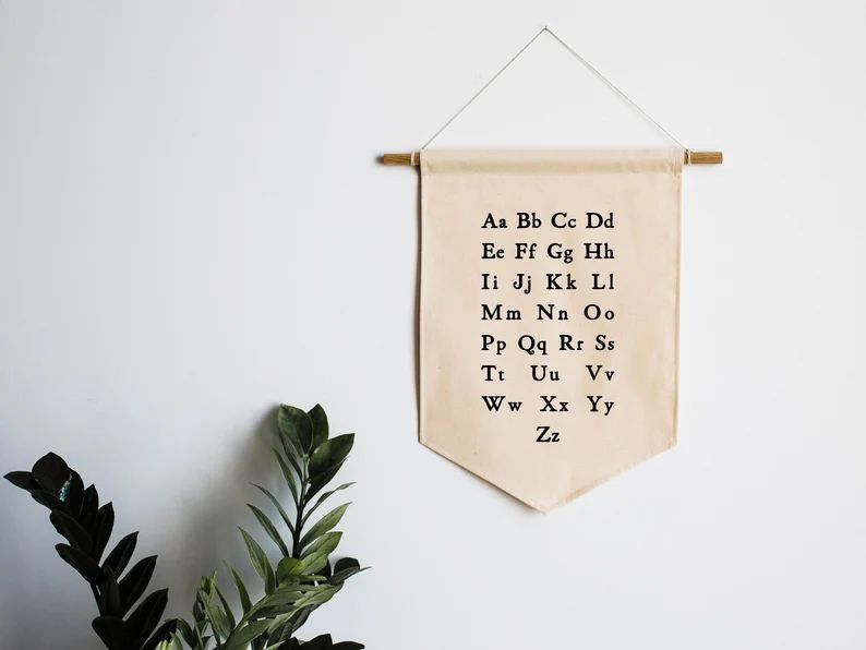 Schoolhouse Alphabet Canvas Banner • Modern Typographic Playroom Wall Hanging • Montessori De... | Etsy (US)