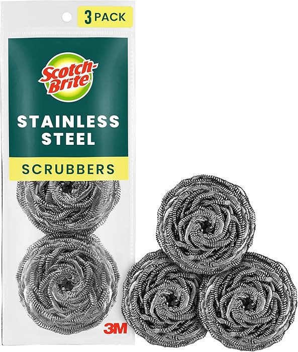 Scotch-Brite Stainless Steel Scrubbers, Scouring Pads for Cleaning Tough Baked-On Messes, Metal S... | Amazon (US)