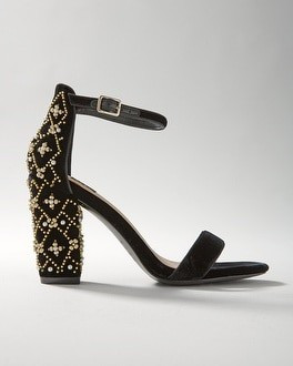 Pearl Beaded Black Velvet Sandals | White House Black Market