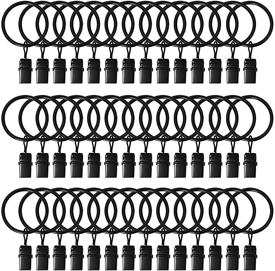 42 Pack Curtain Rings with Clips 1.26" Interior Diameter,Metal Drapery Ring with Clips Compatible... | Amazon (US)