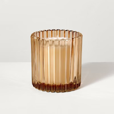 Ribbed Glass Sandalwood & Terracotta Jar Candle Blush 8.5oz - Hearth & Hand™ with Magnolia | Target