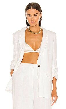 Bardot Tuck Sleeve Linen Blazer in Ivory from Revolve.com | Revolve Clothing (Global)