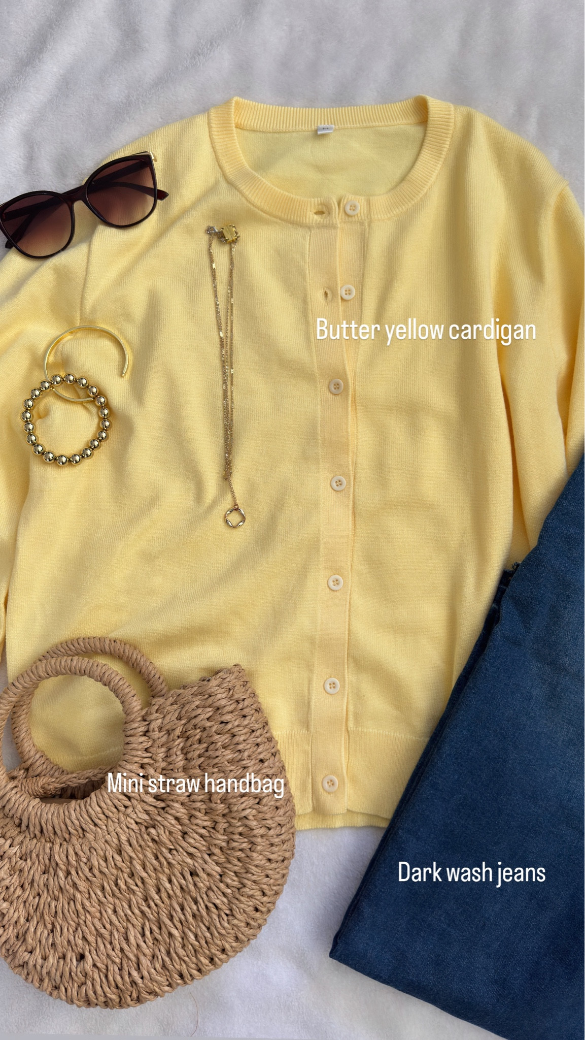 Lightweight butter yellow cardigan, mini straw tote bag, and dark wash jeans 






outfit inspo | outfit ideas | casual outfits amazon  |  amazon outfits every day | early spring outfits 

#LTKdayinmylife #LTKootd #LTKPetite