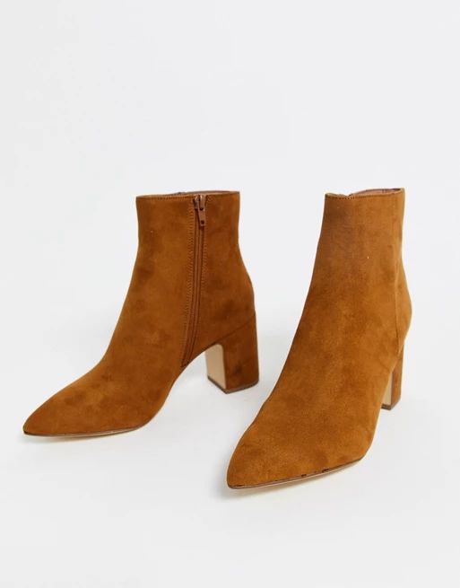 New Look block heeled boot in tan | ASOS (Global)