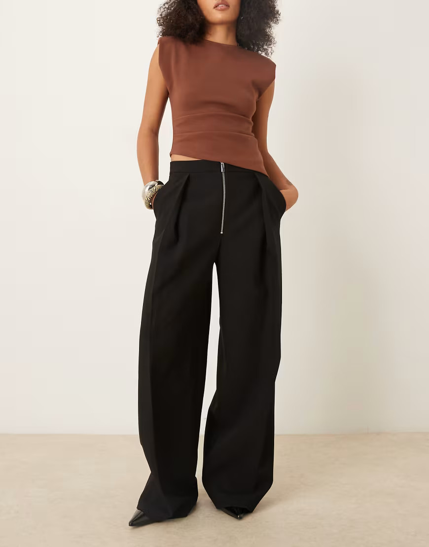 Mango pleat detail tailored trouser in black | ASOS (Global)