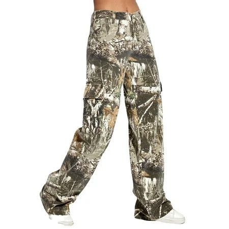 J21439 Women s Camo Cargo Pants High Waist Baggy Wide Leg Camouflage Slim Fit Pockets Joggers Sweatpants | Walmart (US)