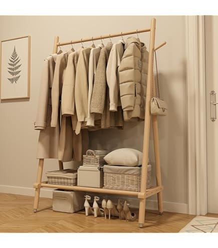 Finnhomy Bamboo Clothes Rack Portable Extra Large Garment Rack 2-Tire Storage Box Shelves For Ent... | Amazon (US)