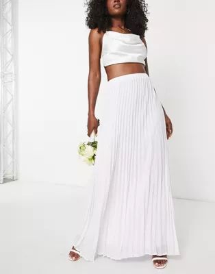 TFNC Bridesmaid pleated maxi skirt in white | ASOS (Global)