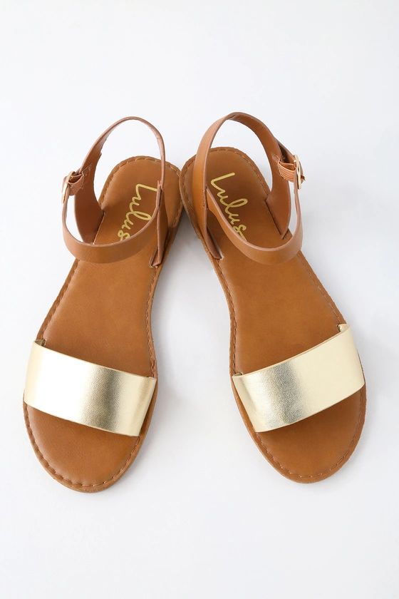 Hearts and Hashtags Gold Flat Sandals | Lulus (US)