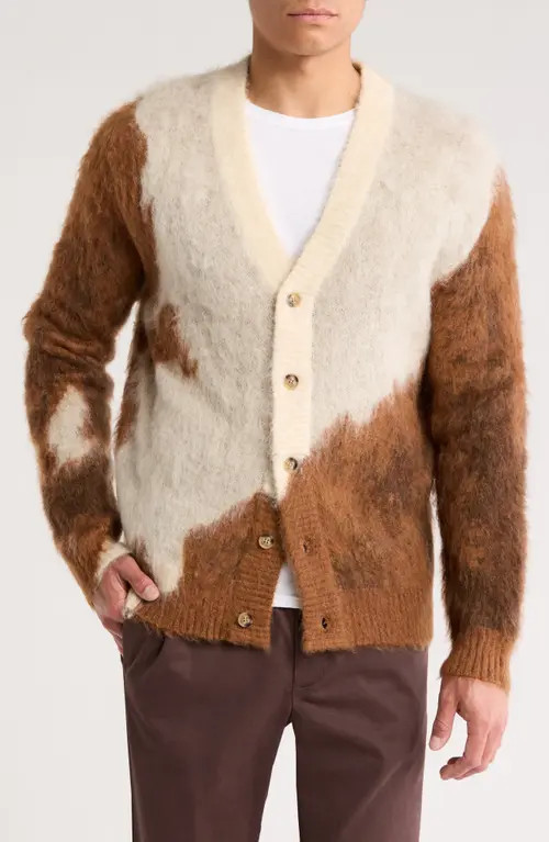 ONE OF THESE DAYS Horse Intarsia V-Neck Cardigan in Brown at Nordstrom, Size X-Large | Nordstrom