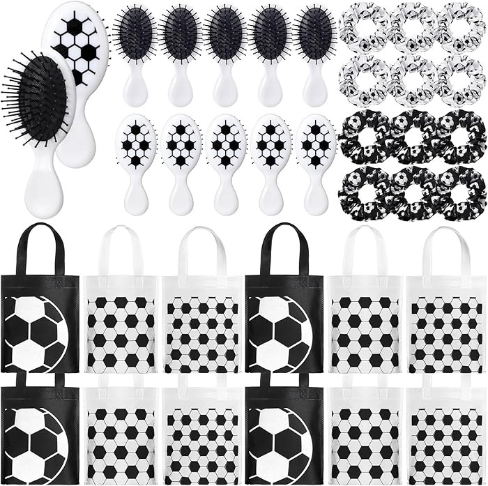 36 Pcs Soccer Gifts Soccer Party Favors Include Cushion Combs Hair Scrunchies Non Woven Tote Bags... | Amazon (US)