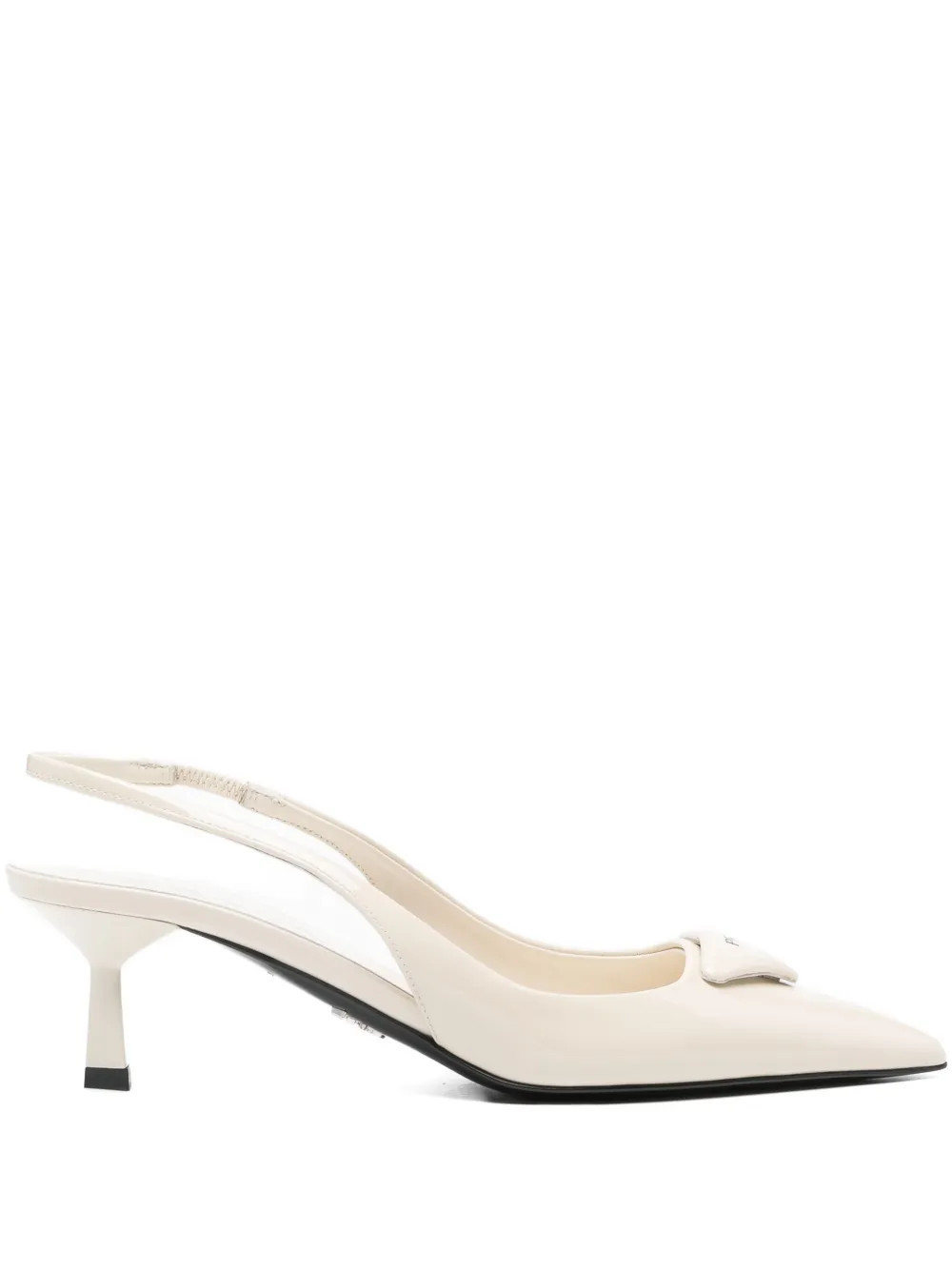 Prada Pre-Owned 55mm patent-leather slingback pumps - White | Farfetch Global