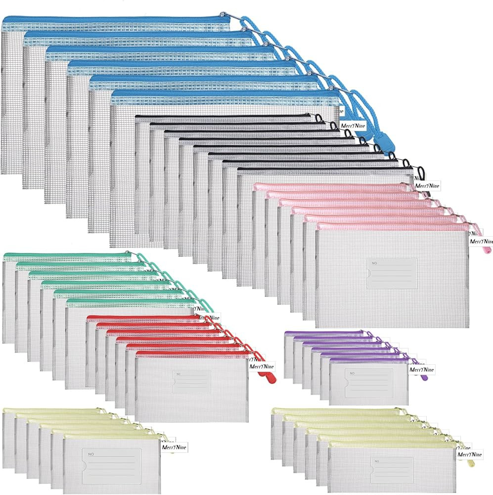 MerryNine 50Pcs Mesh Zipper Pouch Zipper Bags, Puzzle Bag for Organizing Storage, Waterproof Mesh... | Amazon (US)