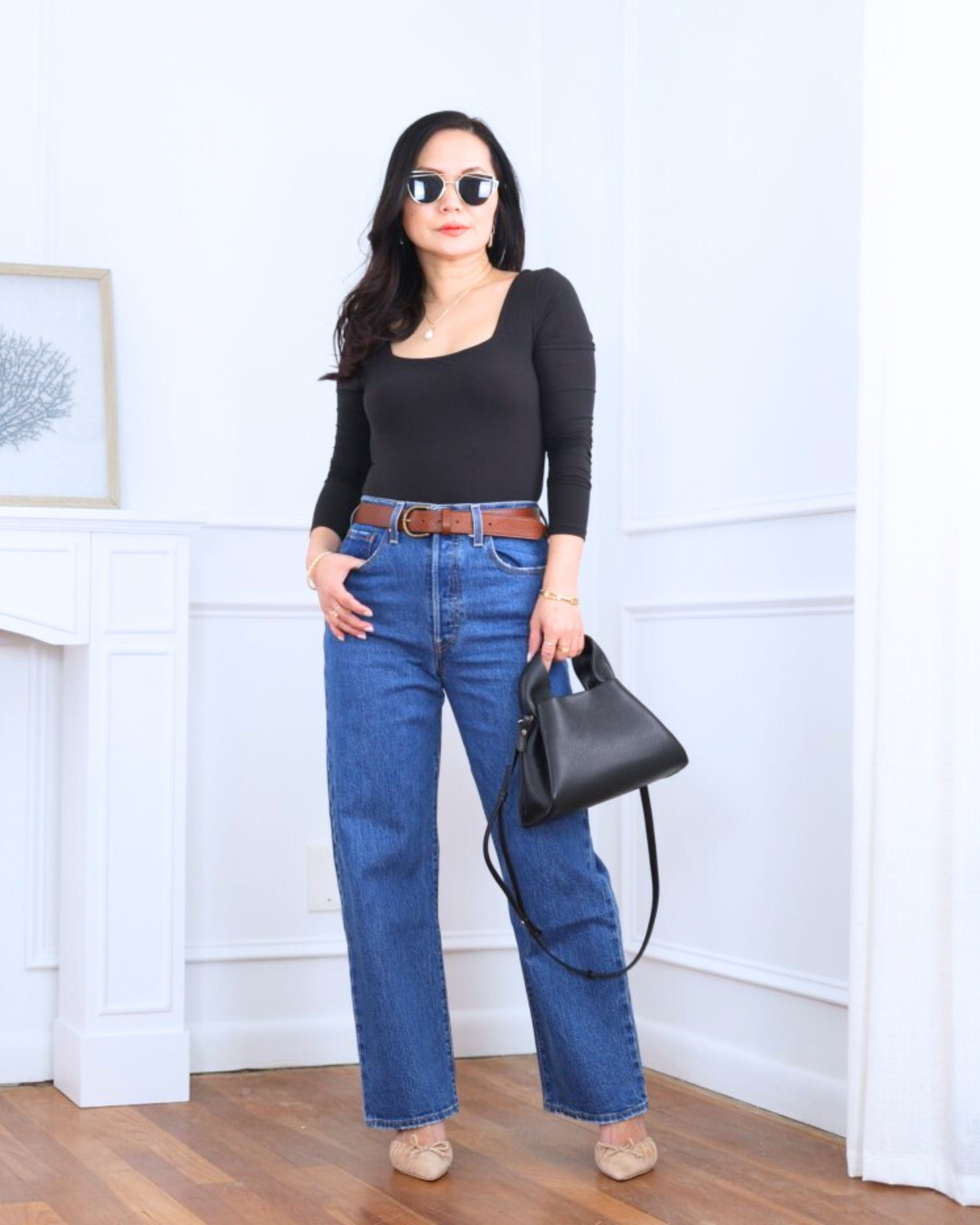 Wearing a square-neck bodysuit from Quince with straight jeans from Levi’s — a sleek, clean combo that feels effortless yet pulled together for everyday wear. The bodysuit’s flattering square neckline and form-fitting silhouette make it a perfect base layer for so many outfits. I’m 5’2, wearing size XS.

#LTKootd #LTKOver40 #LTKPetite