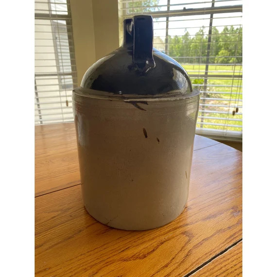 Antique Primitive Stoneware Pottery Jug Large 2 Tone Color Whiskey Jug | Etsy (US)