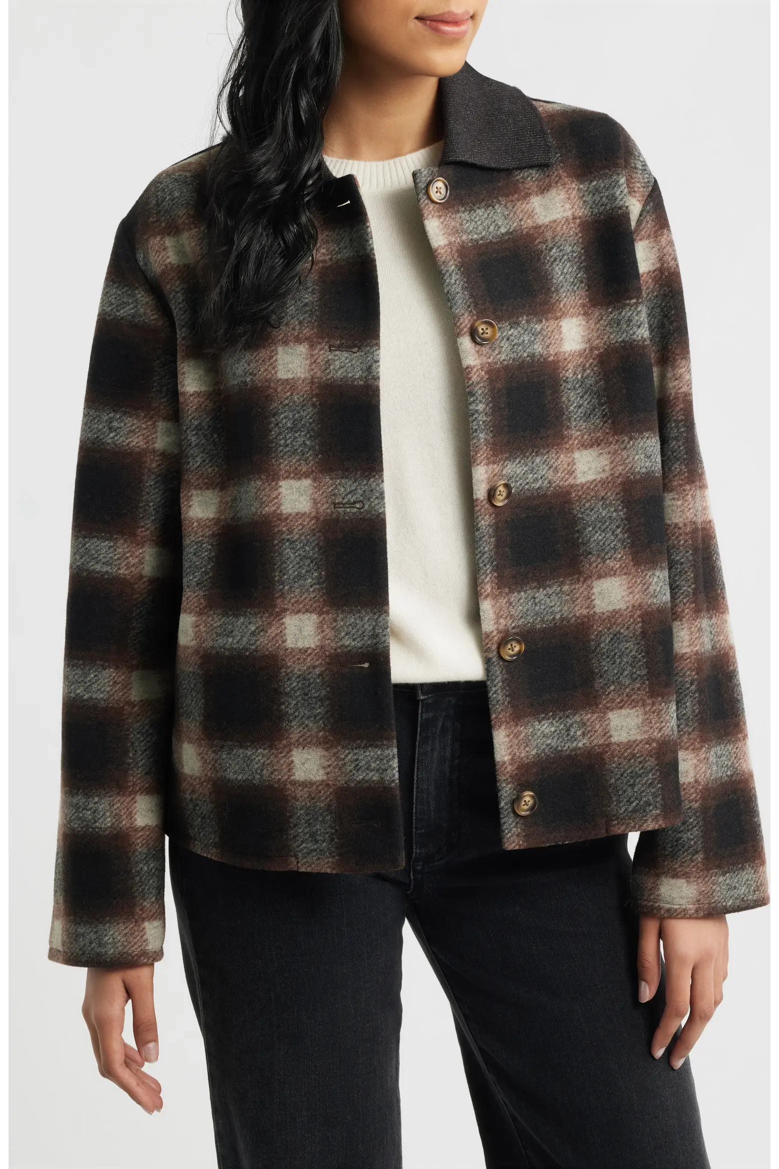 Crop Flannel Jacket (Women) | Nordstrom | Nordstrom