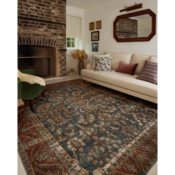 Jules JUL-10 Ocean/Spice Printed Area Rug | Rugs Direct
