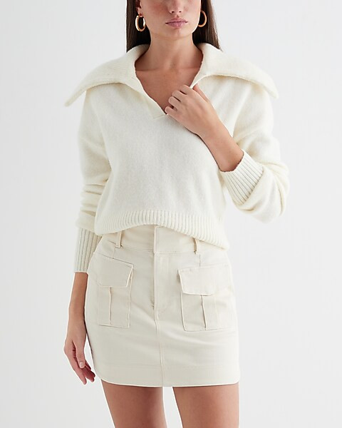 V-neck Long Sleeve Polo Sweater | Express