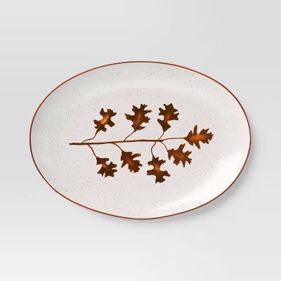 13.37"x11" Leaf Stonware Serving Platter - Threshold™ | Target