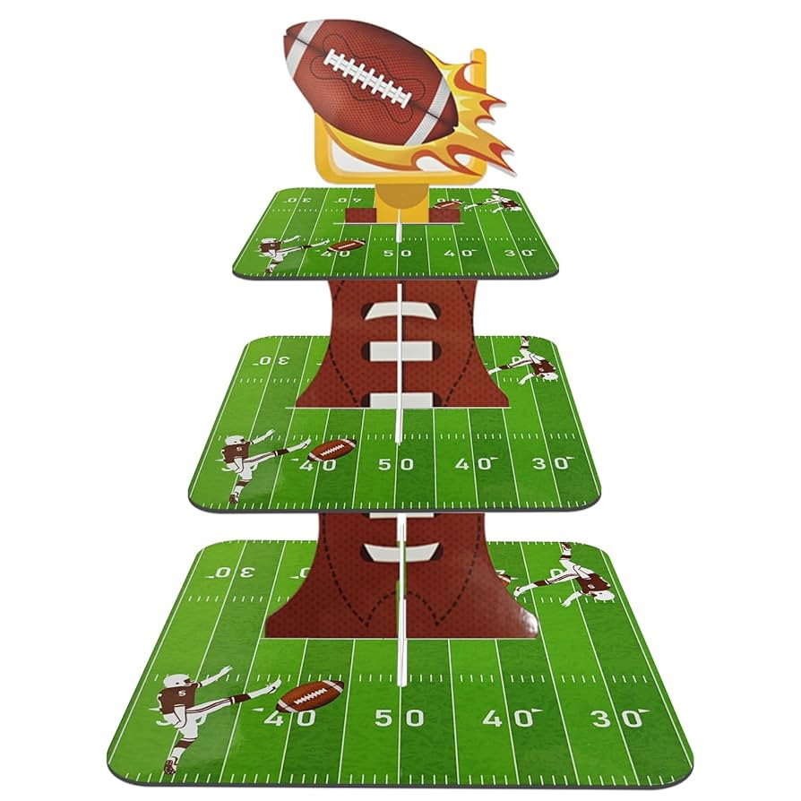 Football Cupcake Stand, 3 Tier Dessert Tower Football Super Bowl Game Theme Party Decorations Reu... | Amazon (US)