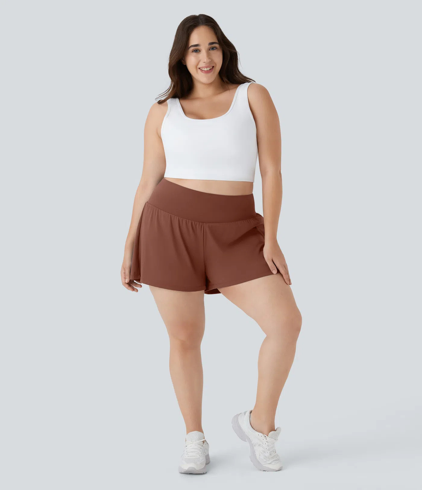 Super High Waisted Pocket & Pocket 2-in-1 Yoga Plus Size Shorts 4''-Longer Length | HALARA