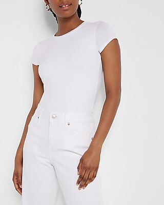 Fitted Double Layer Crew Neck Tee | Express