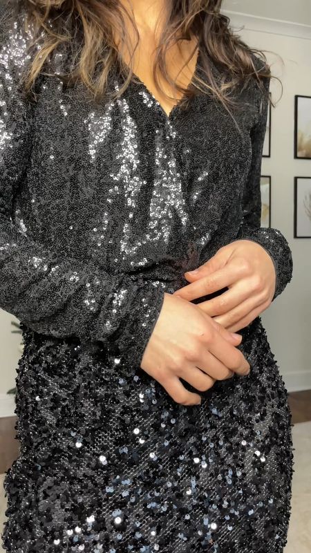Holiday / Christmas or New Years Eve Outfit idea. Sequined skirt and bodysuit from H&M petite friendly. Wearing small in each size.

#LTKSeasonal #LTKHoliday #LTKGiftGuide