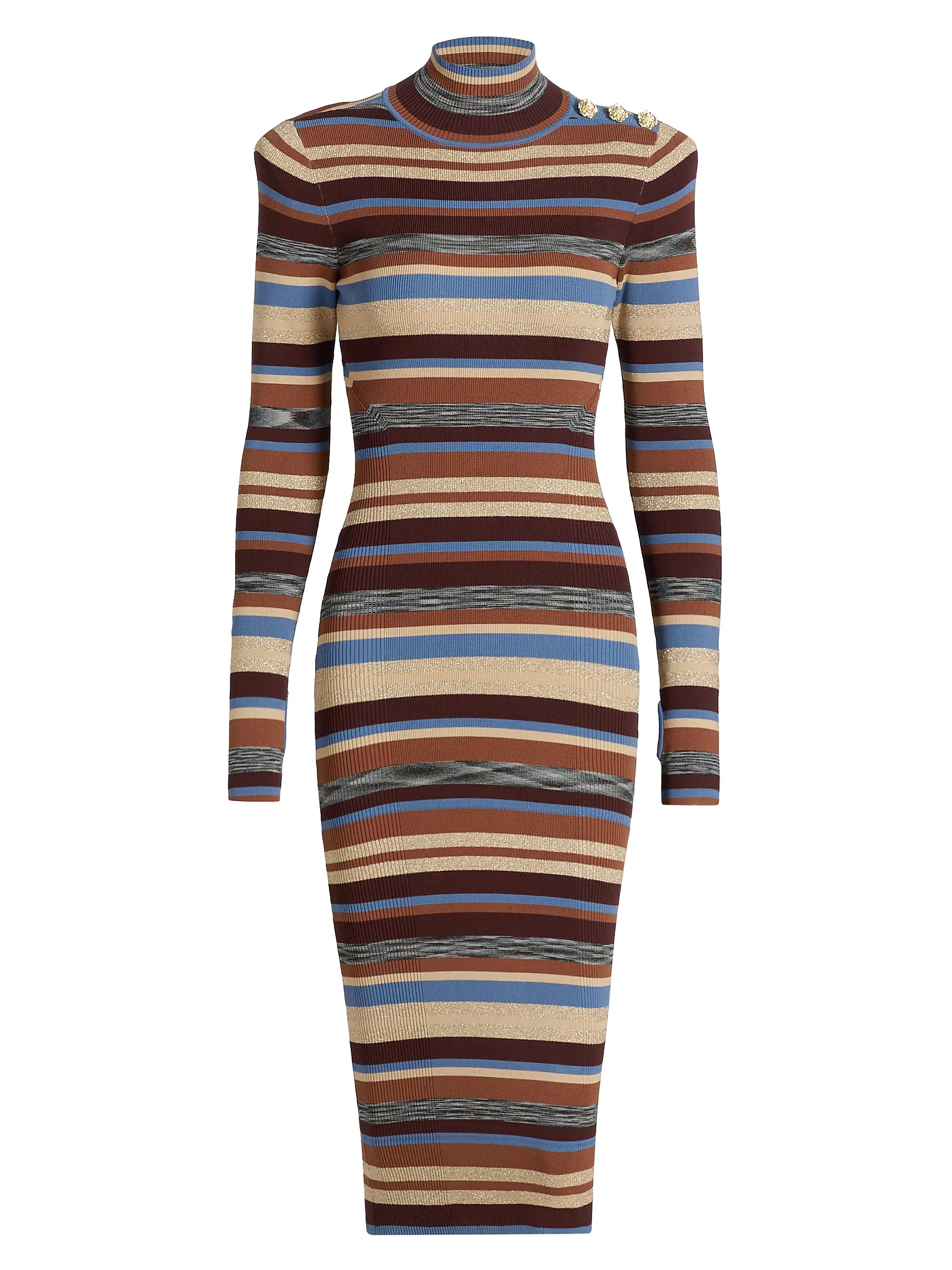 L'AGENCE Larelle Striped Midi Sweaterdress | Saks Fifth Avenue | Saks Fifth Avenue