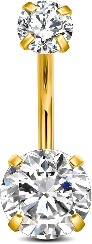 D.Bella 14G Stainless Steel Belly Button Rings 10mm 3/8" Barbell Belly Navel Rings Piercing for W... | Amazon (US)