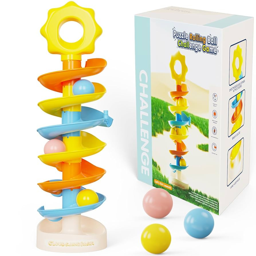 8 Level Rainbow Drop Tower with 3 Balls(0.6 inch),17.3 Inch Baby Ball Drop for 18-24 Months,Fine ... | Amazon (US)