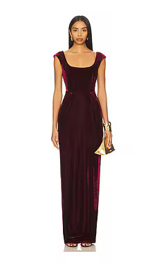 SAU LEE Brooke Velvet Gown in Oxblood from Revolve.com | Revolve Clothing (Global)