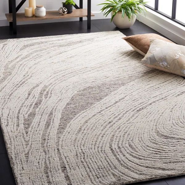 Bipin Abstract Hand Tufted Wool Area Rug in Charcoal/Ivory | Wayfair North America
