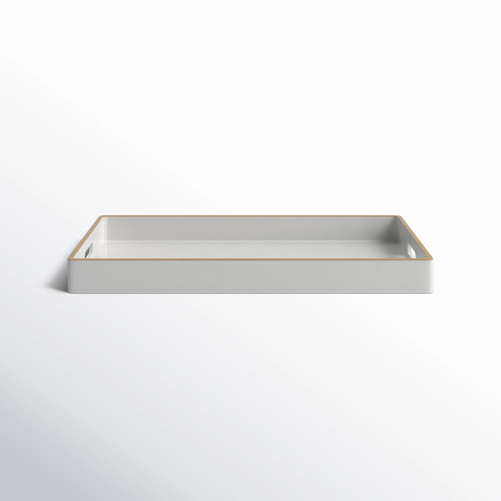 19” White Rectangular Plastic Tray with Cutout Handles, Modern Decorative Accent Tray for Servi... | Wayfair North America