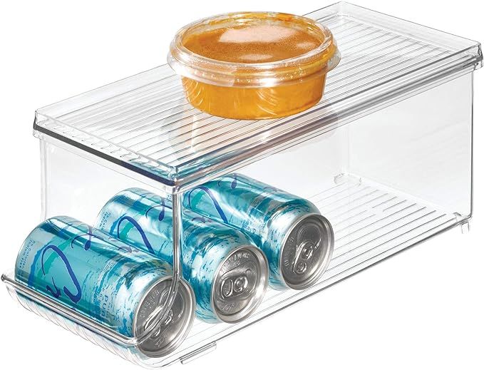 iDesign Plastic Beverage Fridge Organizer with Lid, Clear Plastic – 13.84” x 5.7” x 5.8” ... | Amazon (US)