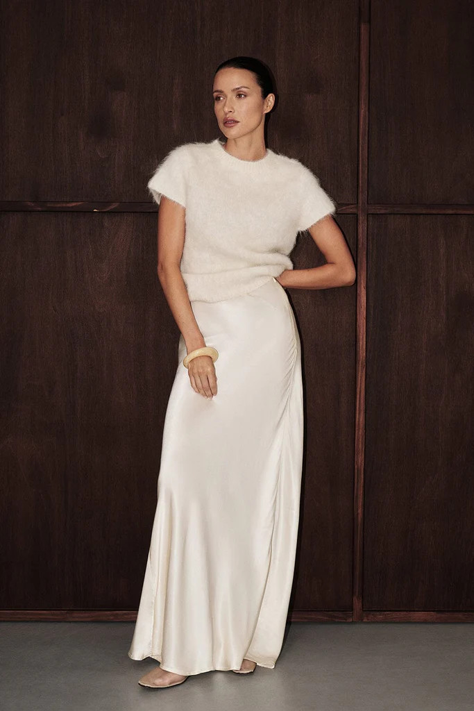 CHARLI CREAM SATIN MAXI SKIRT | DISSH