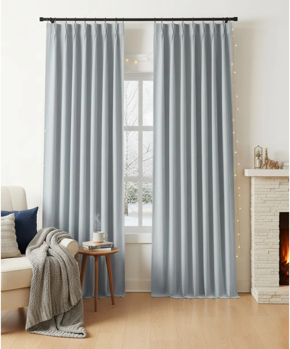 Natural Pinch Pleated Full Blackout Curtains Linen Blended Room Darkening Window CurtainsByHokku ... | Wayfair North America