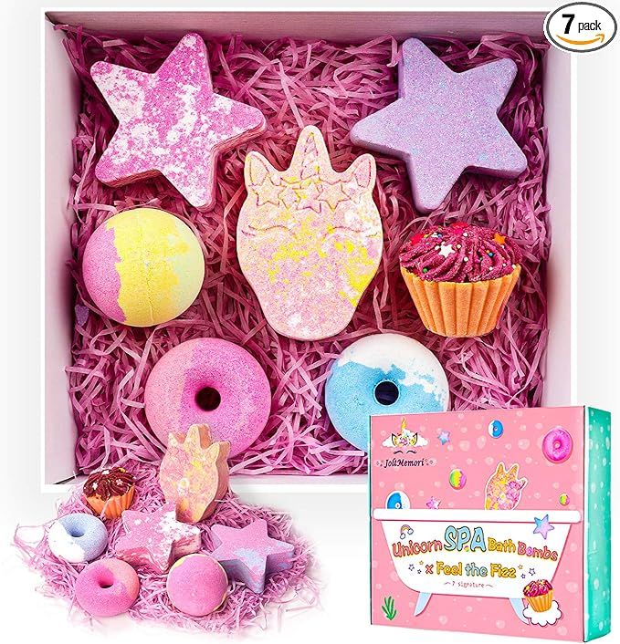 Bath Bombs Unicorns Gifts for Girls 7PCS Bath Bomb Gift Set with Natural Essential Oils Great Val... | Amazon (US)