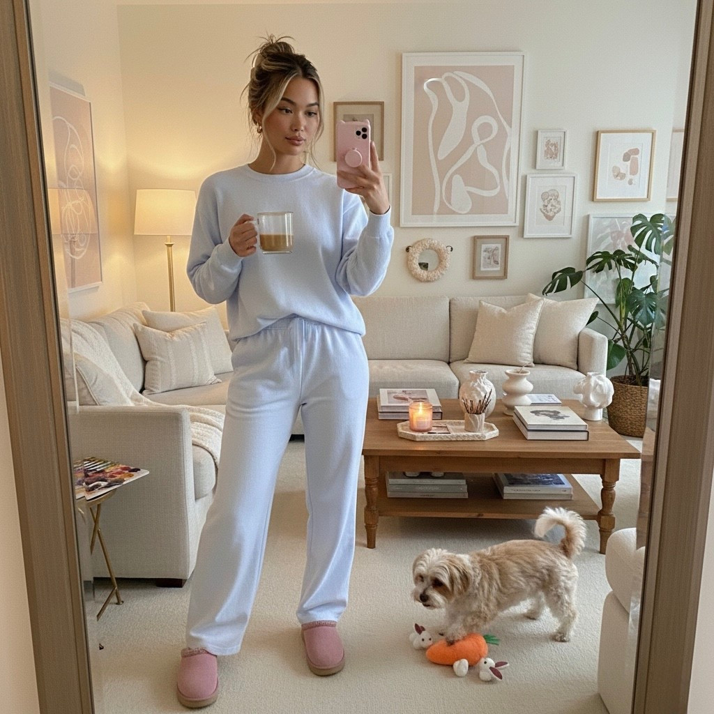 This has been my all-day uniform lately 🤍
Soft, breathable, and actually comfortable enough to live in — morning coffee, work from home, and still cute enough to answer the door.

Wearing a size Small in the top + bottoms, slippers are a women’s 8.

These cozy sets are on repeat for me right now.

#LTKHoliday #LTKFindsUnder50 #LTKmorningroutine