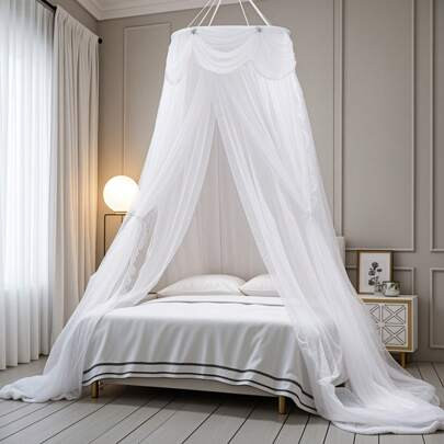 Mosquito Net Bed Canopy Dome Mosquito Netting Bed Tent Princess Canopy Bed Curtain Fine Sheer Mesh Dome Bed Canopies Queen Size From Ceiling (White) | SHEIN