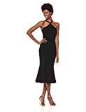 Dress the Population Women's Tessa Spaghetti Strap Halter Mermaid Fitted Midi Dress, Black, M | Amazon (US)