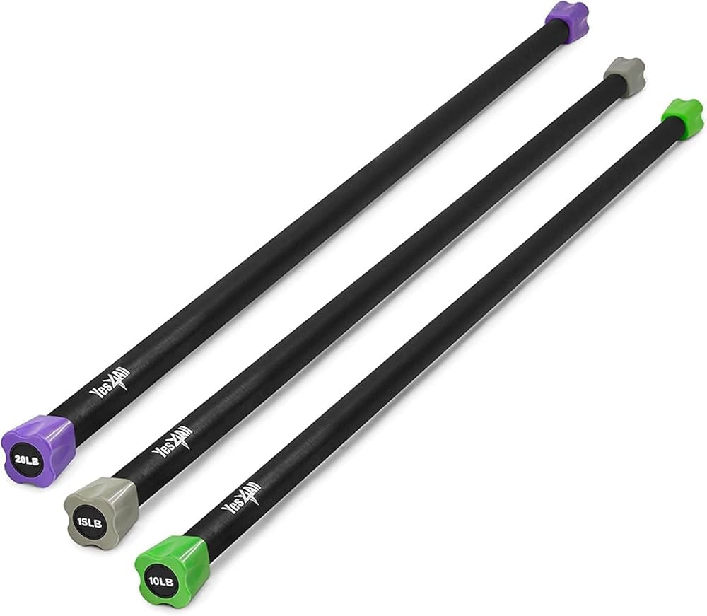 Yes4All Total Body Workout Weighted Bar, Resistance Band Bar, Weighted Bar Racks, Body Exercise B... | Amazon (US)